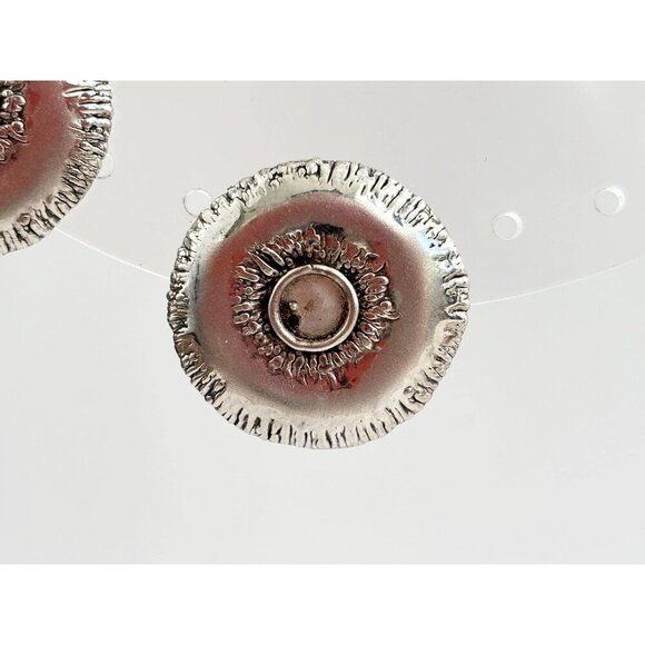 Silver Tone Textured Clip On Vintage Retro Stud Classic Earrings - Picture 3 of 10